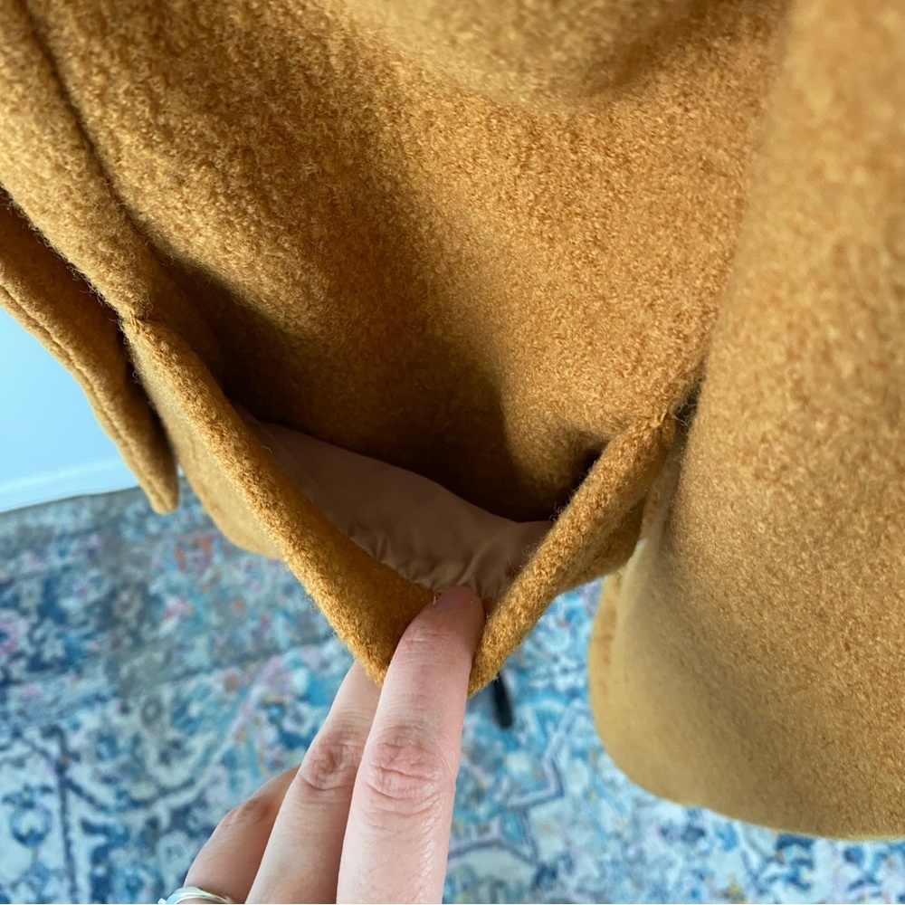 J Crew Womens Italian Boiled Wool Double Breasted Peacoat Jacket Yellow Size 4 - Picture 6 of 13